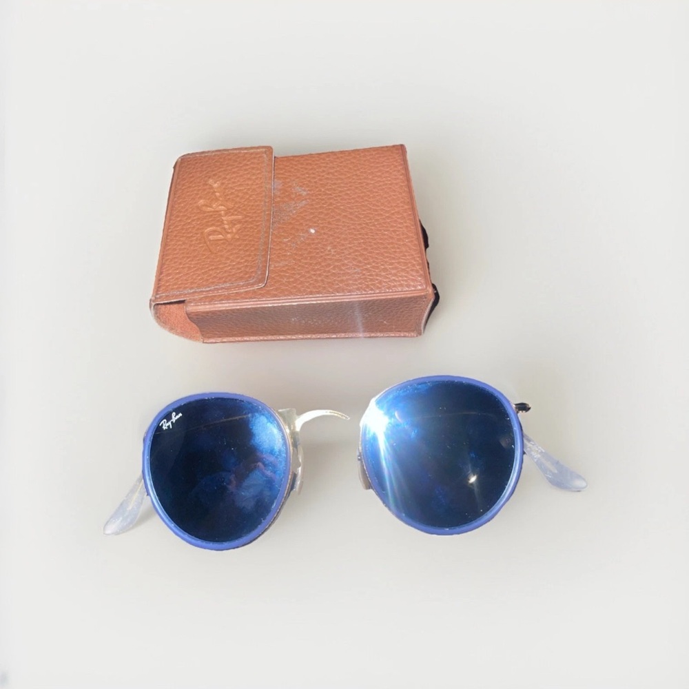 Oculus rb-3517 Ray-Ban Blue Round foldable  Sunglasses with Case